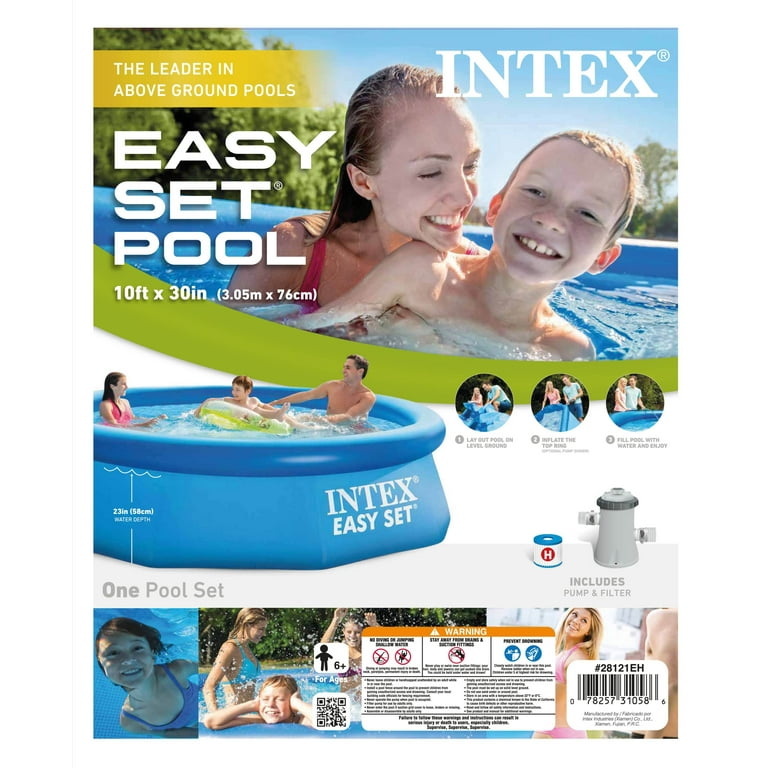 snap Samarbejdsvillig lava Intex 10ft x 30in Easy Set Inflatable Round Plastic Family Swimming Pool &  Pump - Walmart.com