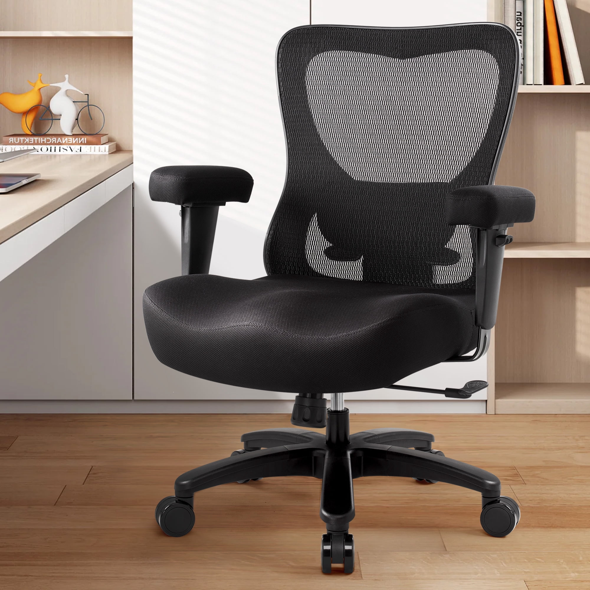 Ergonomic Big and Tall Office Chair 500lbs, Heavy Duty Executive Mesh Desk Chair with Lumbar Support & Flip-Up Arms, Wide Seat Computer Chair