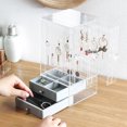 thumbnail image 2 of Dustproof Acrylic Earrings Jewelry Storage Box Display Stand Holder Drawer Rack, 2 of 9