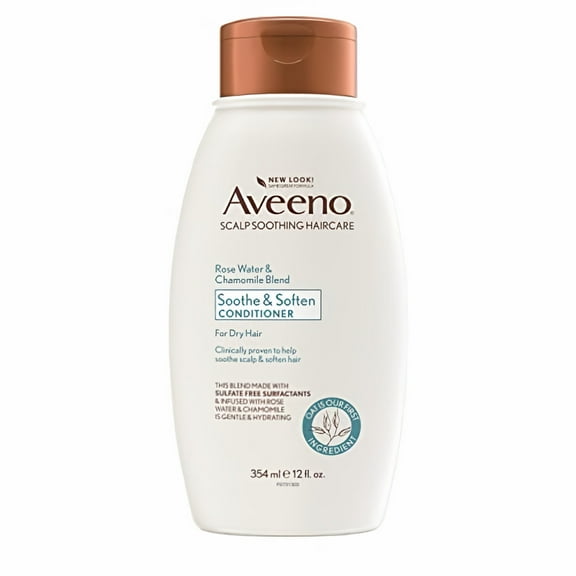 Aveeno Rose Water and Chamomile Blend Sensitive And Soft Conditioner, 12 fl oz (12 pack)