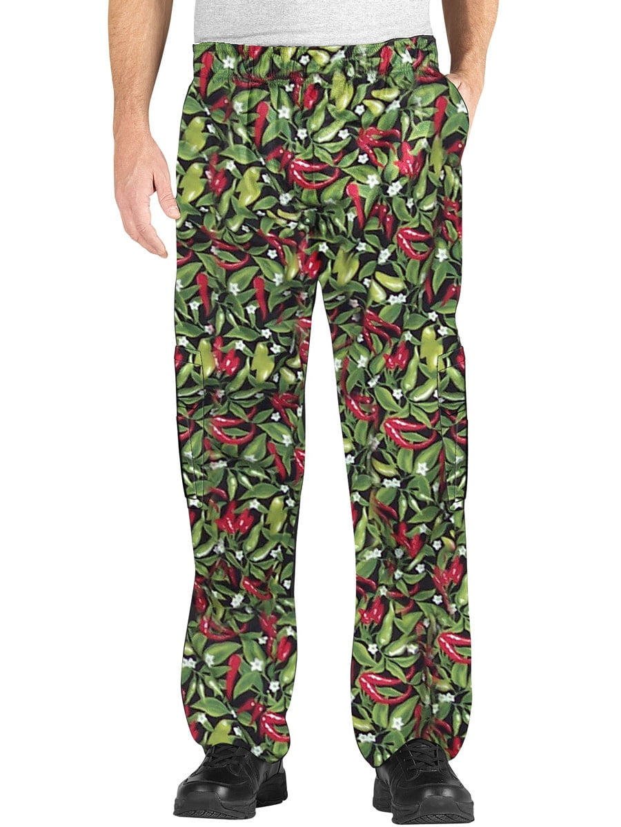 CHEF CODE Cargo Chef Pants, Elastic Waist with Drawstring, Chili Pepper ...