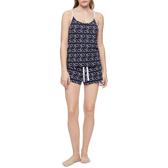 Calvin Klein Cami & Shorts Sleep Set, Refined Shadow Print shoreline, Size Medium