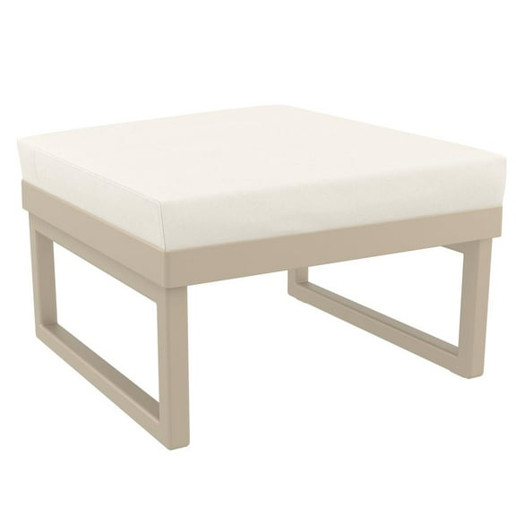 Compamia Mykonos Ottoman in Taupe with Acrylic Fabric Natural Cushion