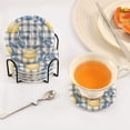 thumbnail image 3 of Yayeee 6 PCS Drink Coasters with Holder Set Woven Absorbent Round Tabletop Hot Pad, Light Lemon, 3 of 7