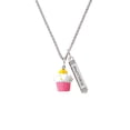 thumbnail image 2 of Delight Jewelry Resin Pink Cupcake with White Frosting Silvertone Mother Daughter Bar Charm Necklace, 23", 2 of 4
