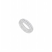 Fine Jewelry Vault UBAGR500CZ178110 Eternity Band Five CT Row CZ Wedding Bands Prong Set in Sterling Silver 925