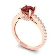 thumbnail image 2 of Clara Pucci 14K Rose Gold Solid Gold Garnet Solitaire with Accents Anniversary Ring for Women - 1.465 cttw Round Cut, 2 of 8