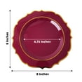 thumbnail image 3 of Efavormart 10 Pack | 8" Burgundy Plastic Dessert Salad Plates, Disposable Tableware Round With Gold Scalloped Rim, 3 of 11