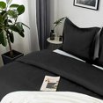 thumbnail image 2 of Microfiber Queen Duvet Cover Set - Solid Color Zipper - 3 Piece Bedding Set - Black, 2 of 5