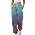 thumbnail image 2 of Pants for Women Color Blocked Printed Drawstring Casual Sweatpants Loose Pants,Womens Pants Army Green S, 2 of 4