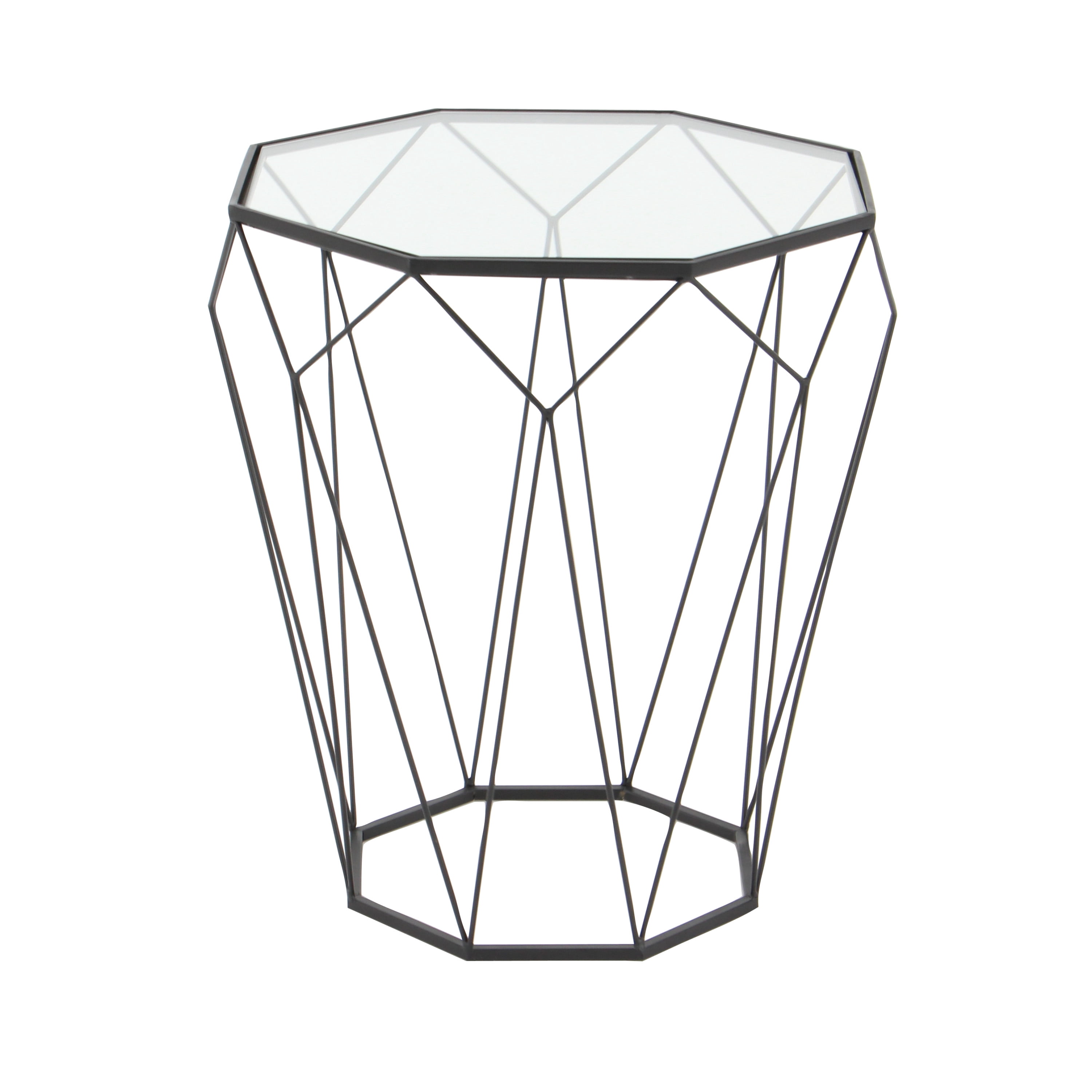 DecMode 22" x 20" Black Metal Contemporary Accent Table