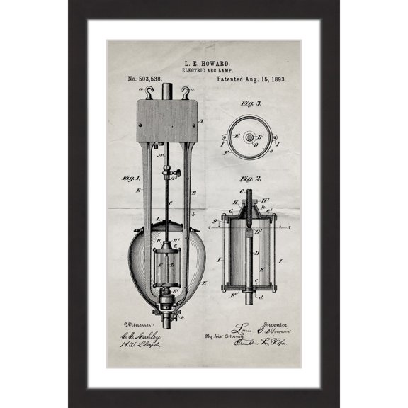 "Arc Lamp 2 1893 Old Paper" Framed Painting Print