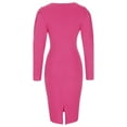 thumbnail image 6 of LYXSSBYX Long Sleeve Dresses Fashion Womens Sexy Solid Zipper Long Sleeve V- Neck Regular Dress, 6 of 9
