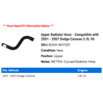 thumbnail image 2 of Upper Radiator Hose - Compatible with 2001 - 2007 Dodge Caravan 3.3L V6 2002 2003 2004 2005 2006, 2 of 2