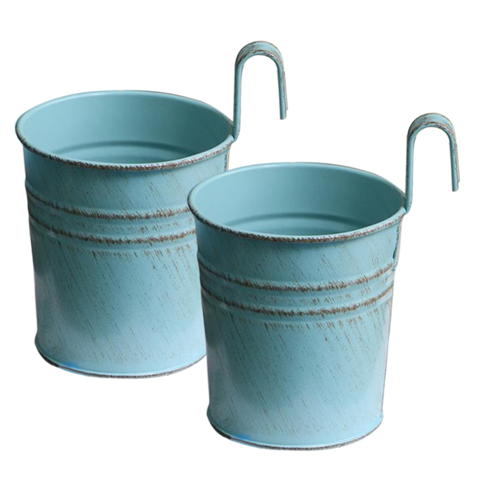 CreativeArrowy Plant Pot Flower Stand Durable 2Pcs Metal Uv Protection Ceramic Planters Detachable Colorful Lightweight Bucket Planter - image 2 of 14