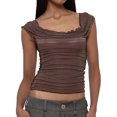 thumbnail image 2 of Summer Women'S Undershirts Tank Tops Solid Color Lace Backless Coffee Undershirt Tank Tops S-L, 2 of 5