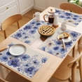 thumbnail image 5 of Placemat Set of 4 Ombre Blue Flowers Placemats for Dining Table Vintage Floral Leaf Washable Table Mats for Kitchen and Party Decor Indoor & Outdoor Use, 5 of 8