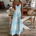 thumbnail image 2 of White Floral Blue Pattern Background Womens Summer Dresses Casual Sleeveless Tshirt Sundresses Vacation Beach Cover Up Dress, 2 of 8
