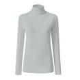 thumbnail image 3 of CQONEPT Women's Tops Turtleneck Long Sleeve Shirts Compression Fall Winter Undershitrts Comfy Lounge Pullover Tops Gray S, 3 of 4