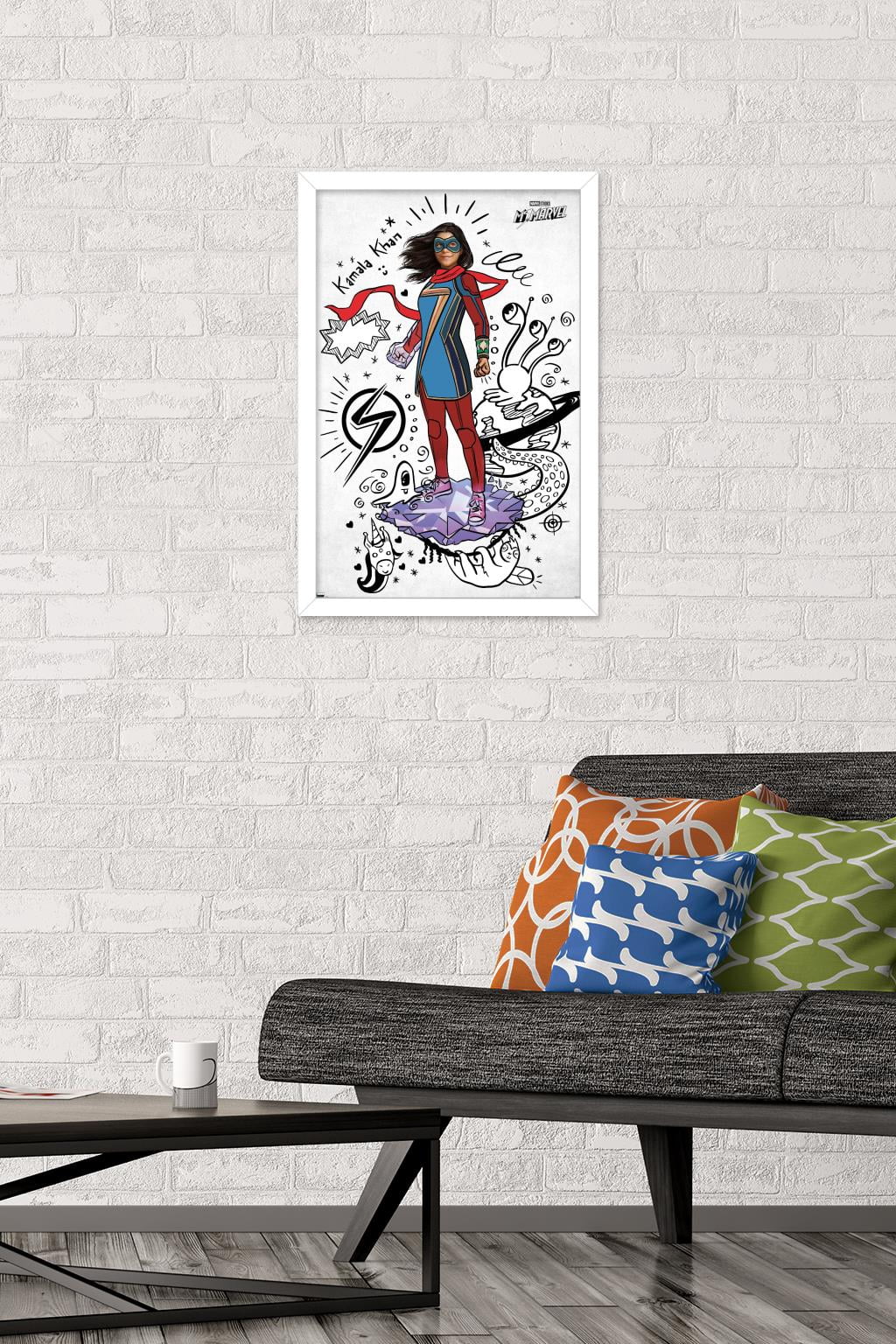 Marvel Ms. Marvel - Doodles Wall Poster, 14.725" x 22.375" Framed