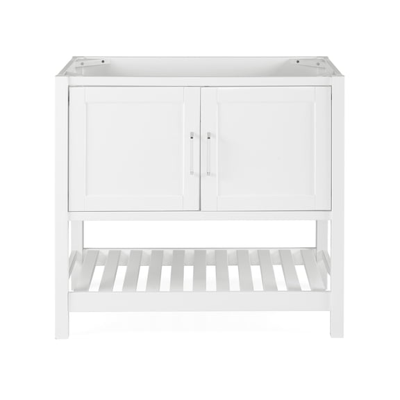 Alaterre Furniture Bennet 36"W White Wood Vanity Cabinet Only