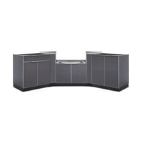 NewAge Products Outdoor Kitchen Aluminum 5 Piece Cabinet Set with 2-Door, Bar, Grill and Corner Cabinets