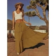 thumbnail image 4 of ZPQMNB Womens Boho Maxi Skirt,Ruffled Maxi Skirt,High-Waisted Belted Folds Long Skirt With Pockets，Suitable For Beach Vacation, 4 of 5