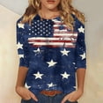 thumbnail image 2 of Women's 250th Anniversary USA Shirt Patriotic American Flag Print Crew Neck 3/4 Sleeve T-Shirt, 2 of 5