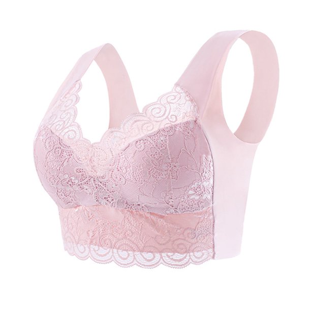 Sujetador sin aros para mujer, talla grande, con fruncido en la espalda, envuelto en encaje, sin costuras, para dormir, tallas L-XXXXL, nailon