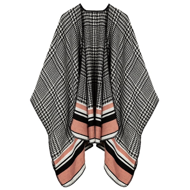 Chal de punto para otoño e invierno, chal de cachemira a cuadros para mujer, capa gruesa dividida de cachemira