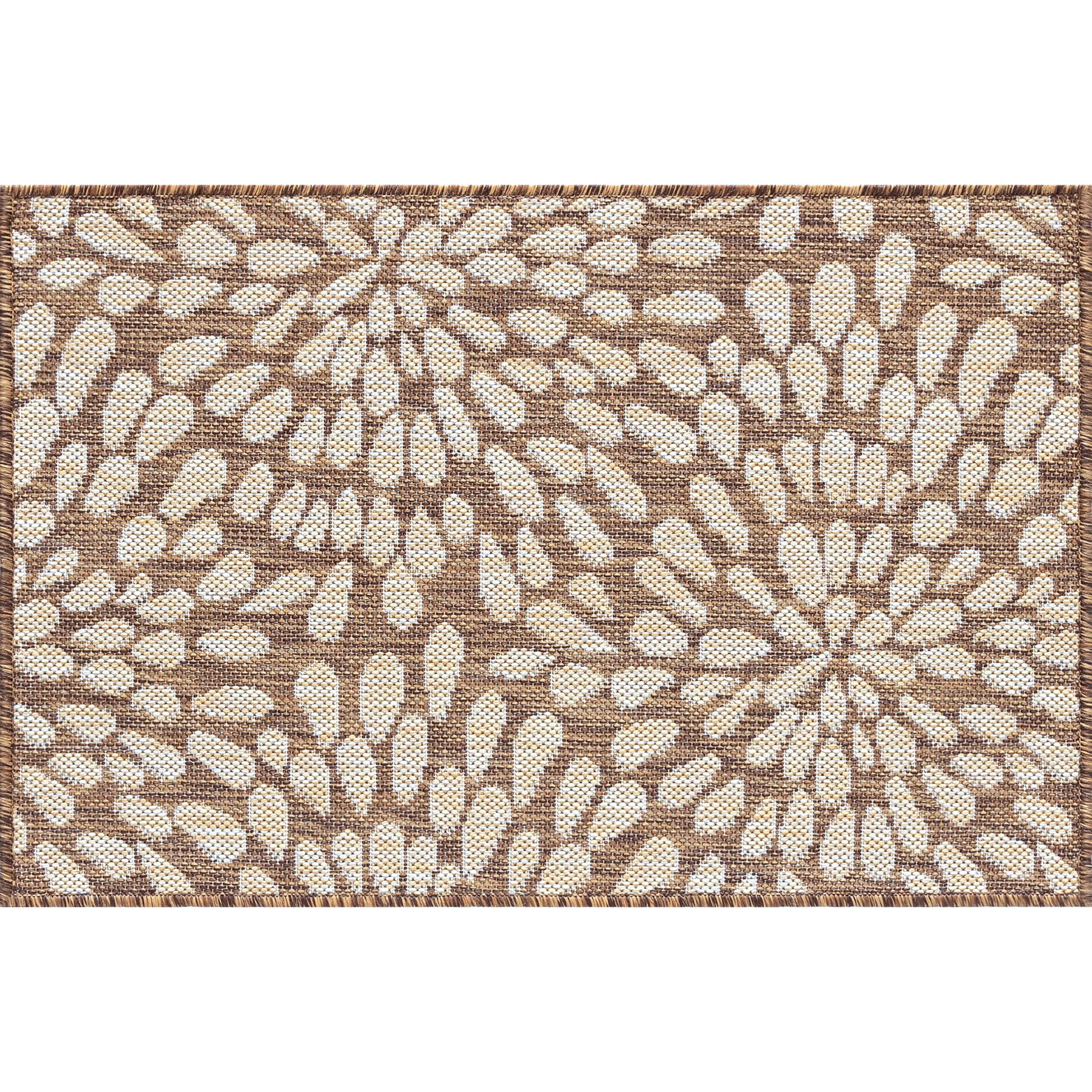 2x3 Water Resistant, Small Indoor Outdoor Rugs for Patios, Front Door Entry, Entryway, Deck, Porch, Balcony | Outside Area Rug for Patio | Brown, Floral | Size: 2' x 3'