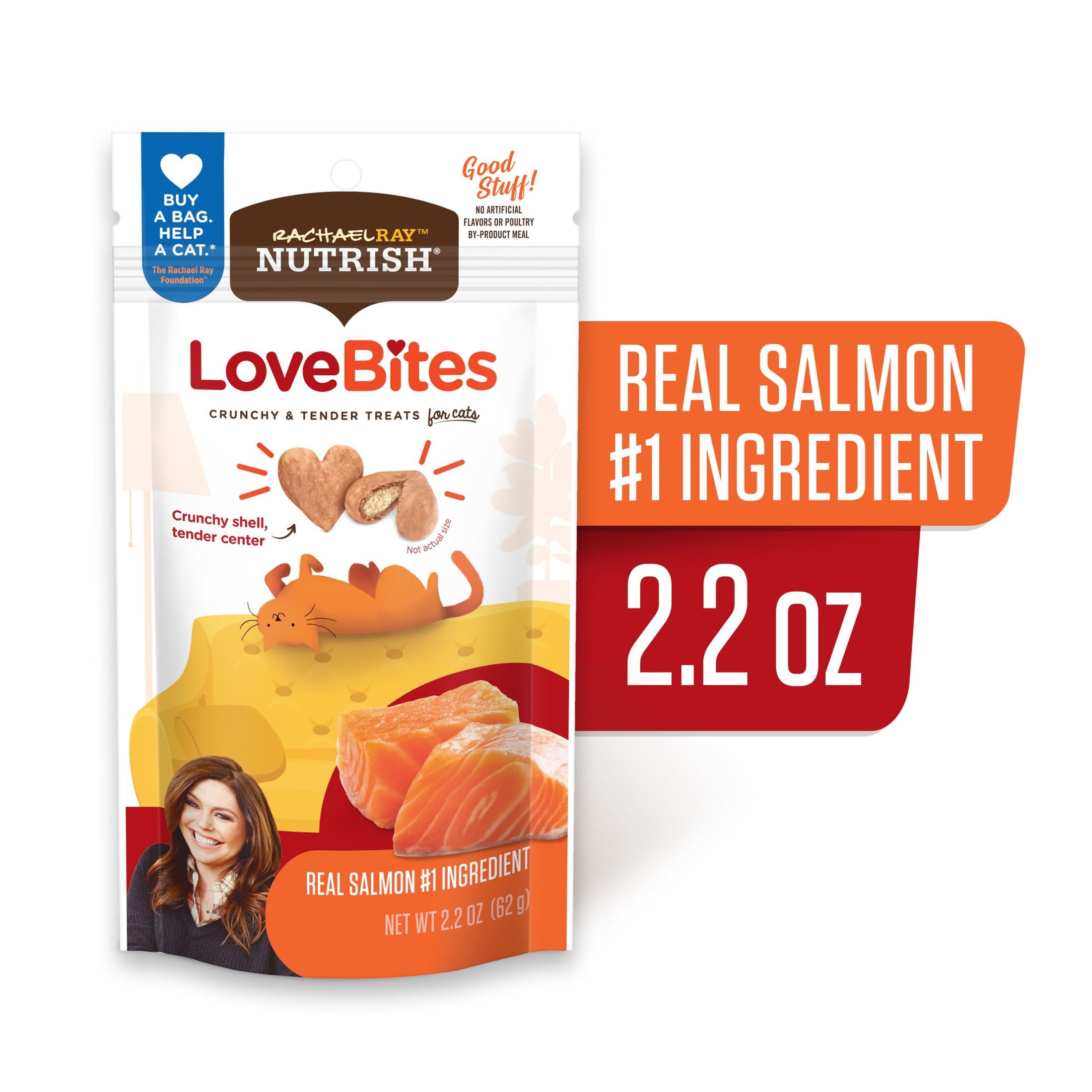 (3 pack) Rachael Ray Nutrish Love Bites Cat Treats, Salmon, 2.2 oz. Bag