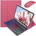 thumbnail image 1 of Funda con Teclado Retroiluminado Rosa Oscuro y Negro con Mouse para iPad 10.2"/10.5", 1 of 7