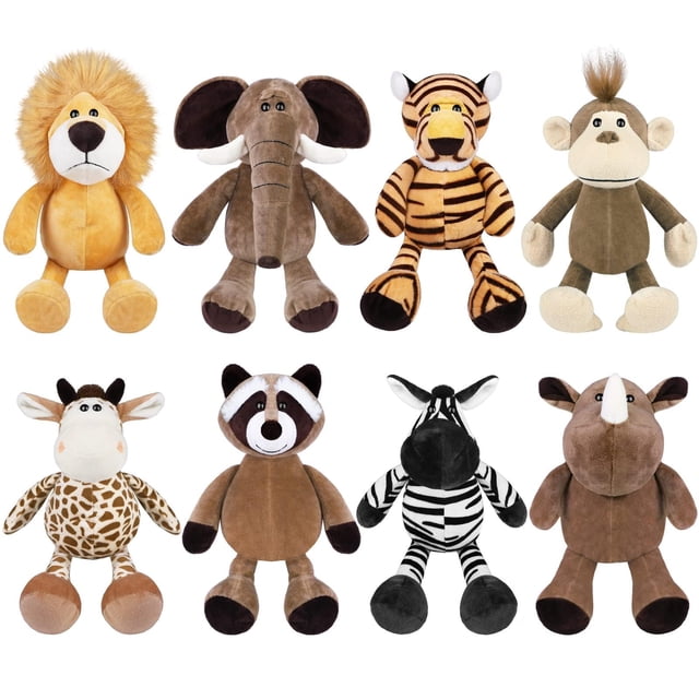 Set de peluches Elcoho Safari, 8 piezas, 25 cm