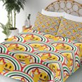 thumbnail image 3 of Ambesonne Emoji Fitted & Top Sheet Set with Shams, Circles and Winking Faces, Earth Yellow Multicolor, 3 of 5