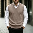 thumbnail image 2 of Riecok Sweater Vest Men Big and Tall Sleeveless V Neck Pullover Sweaters Lightweight Solid Winter Tops with Pockets Khaki XL, 2 of 5