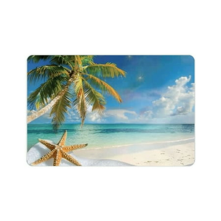 Yiluyinqing Diatom Mud Mats Non-Slip Palm Tree Starfish Beach Home Theme 24x16in