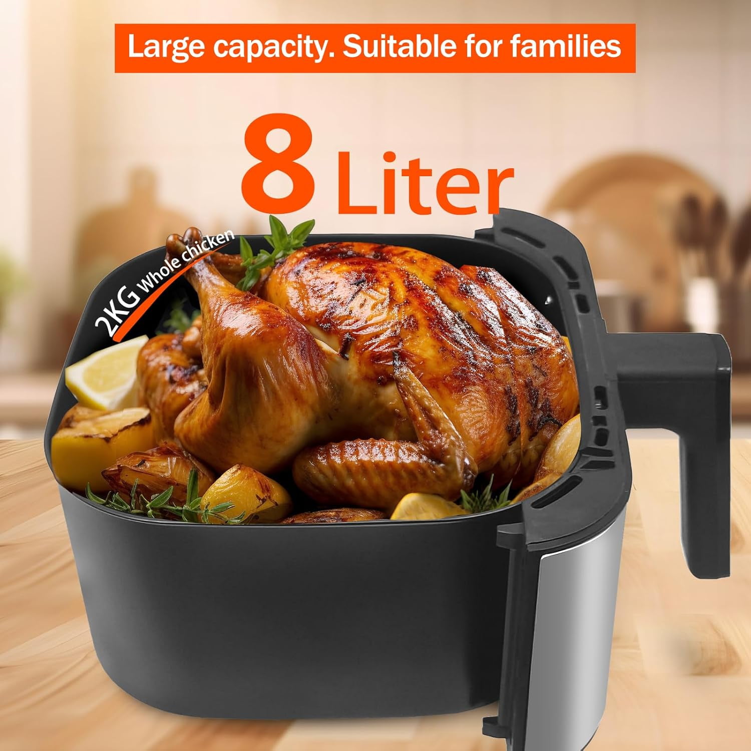 JSTUOKE 8.5QT 1500W Air Fryer Oven, 10-in-1 Family-Sized Oven, Digital Air Fryer Oil Free Low Fat Healthy Cooker With Touch Screen and Temperature Control