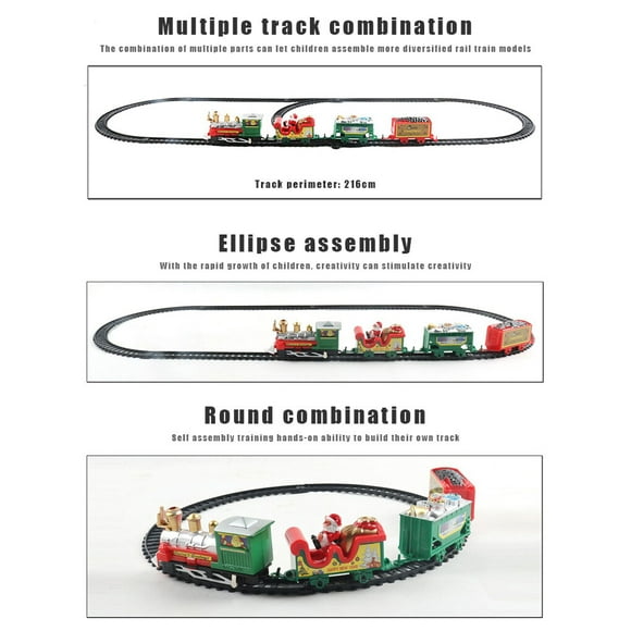 thinsony Xmas Train Set Interactive Railway Tracks Model Realistic Electric Toy Kids Family Preschool Activity Decorations
