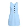 thumbnail image 4 of Kojanyu Women's Round-Neck Solid Color Sleeveless Casual Dress 100% Cotton Short Summer Mini Dress for Daily Wear Spring and Vacation, 4 of 8