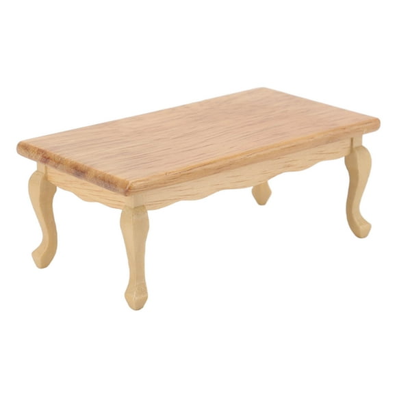 Dollhouse Coffee Table, Mini Dollhouse Furniture 1/12 Scale Birch Wood Dollhouse Tea Table Rectangular For Dollhouse Decoration Accessories For Kids