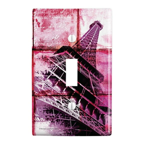 Paris France Eiffel Tower Arc de Triomphe Tile Collage Plastic Wall Decor Toggle Light Switch Plate Cover