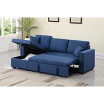 Alexent 3-Seater Reversible Sofa with Pull-Out Couch, Sleeper Sofa with Storage Recliner, Small Sectional Sofa for Living Room, Bedroom, Apartment, Navy Blue