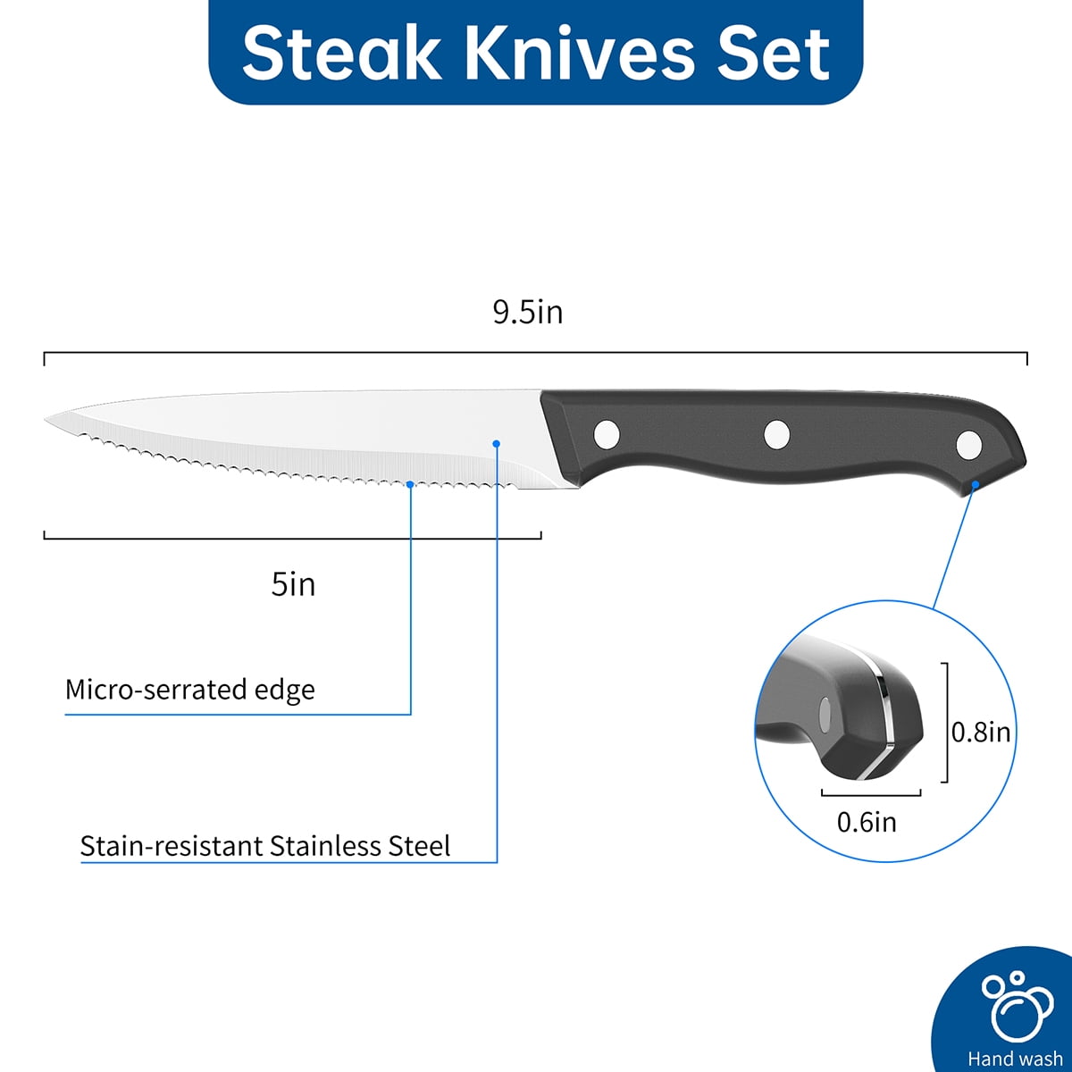  MAD SHARK Steak Knives Set of 4, Premium 4.5-inch