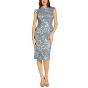 Adrianna Papell Women's Embroidered Lace Sleeveless Midi Dress Blue Size 10