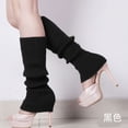 thumbnail image 1 of Nvzi 2 pares de calentadores de piernas para mujer, calentadores de piernas tejidos con puños elásticos antideslizantes, moda Y2K para fiestas, deportes, yoga, ballet, baile, negro, 1 of 2