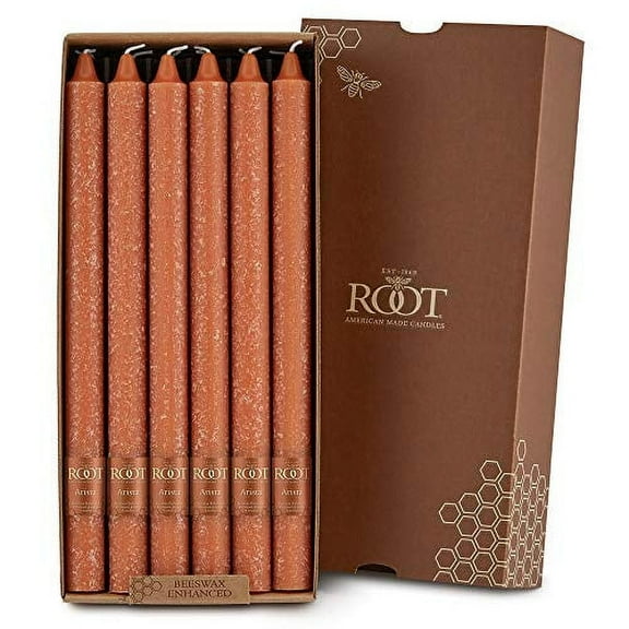 ROOT Candles Unscented Timberline™ Arista Taper Candles, 12-Inch Tall, Box of 12, Color: Rust