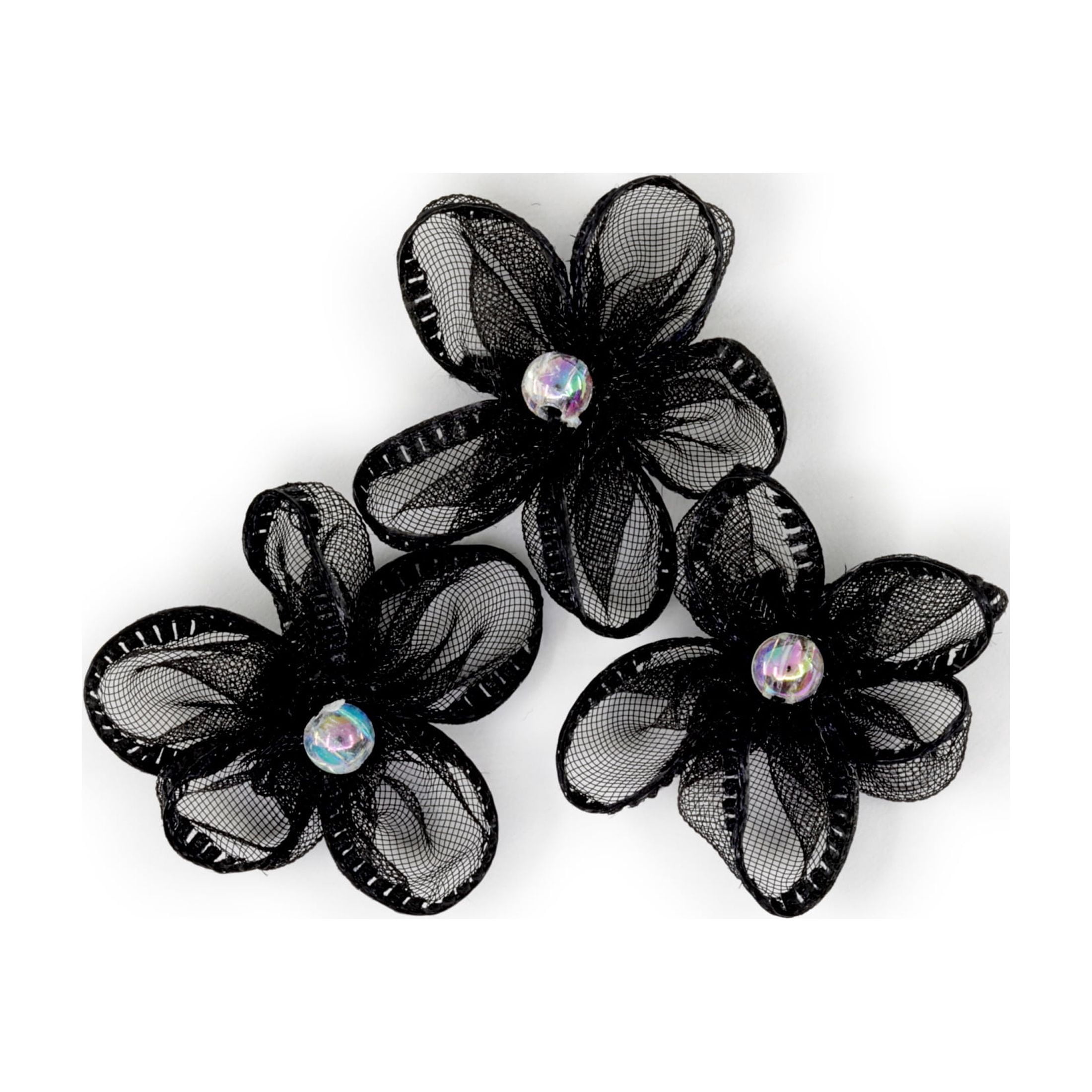 Hello Hobby Accessory Sheer Flowers, Black, 6 piece