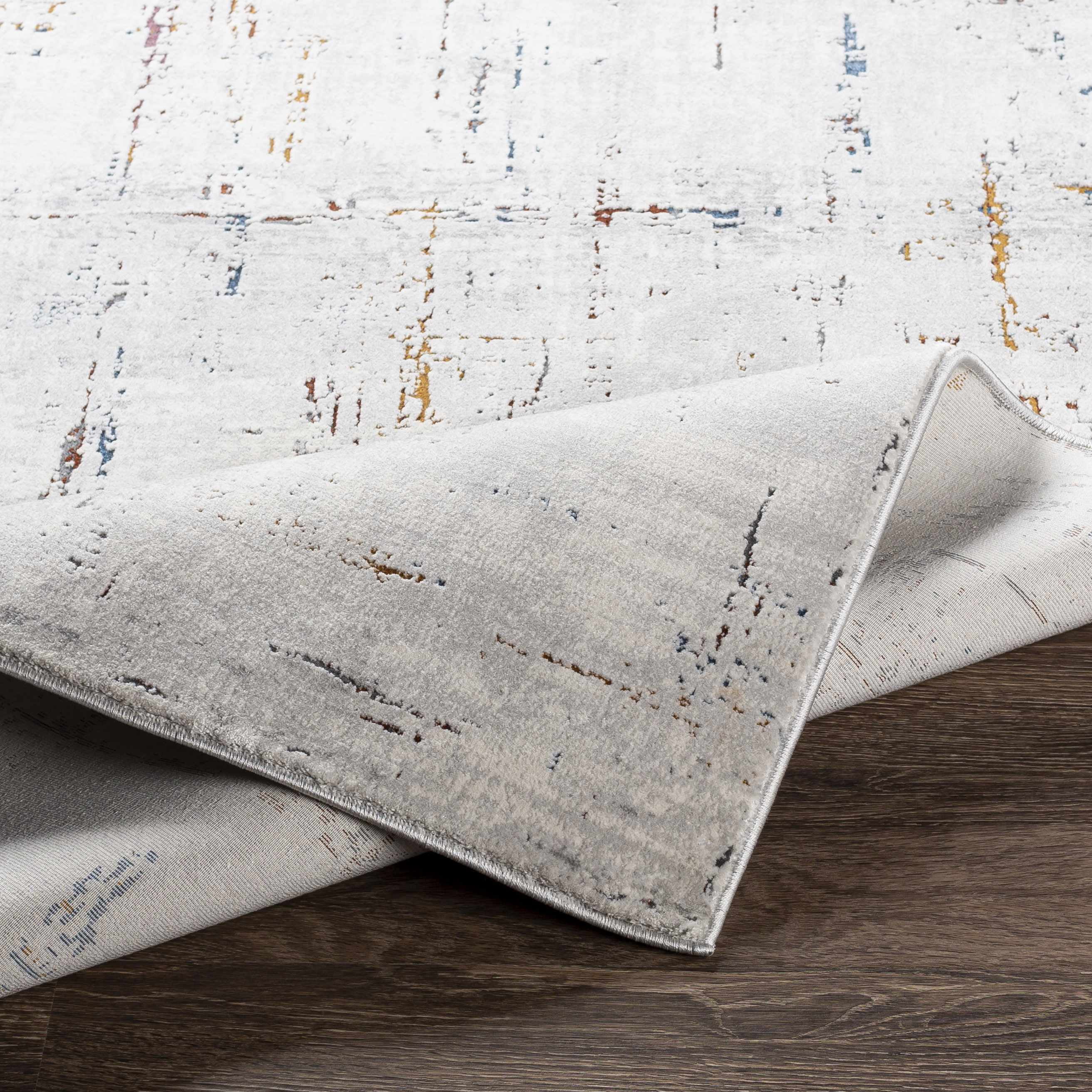 Hauteloom Concordia Contemporary Abstract Living Room Bedroom Dining Room Area Rug - Modern Distressed Bohemian Neutral Carpet - Gray, Beige, Orange, Red - 2'7" x 5'