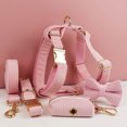 thumbnail image 2 of Pink Corduroy Dog Collar And Leash Set With Custom Engraved Nameplate, 2 of 17